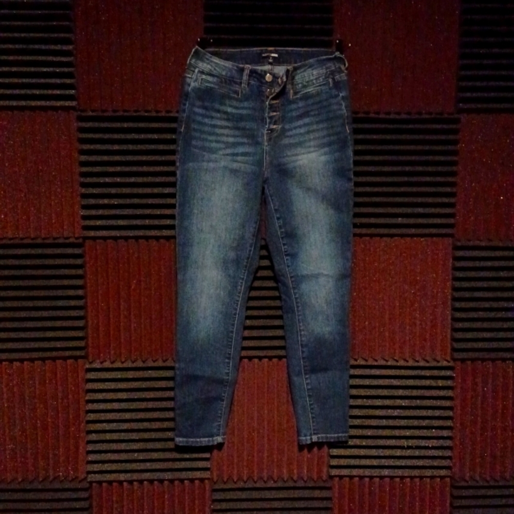 Fashion Nova button fly jeans,  size 7, dark blue